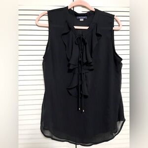 Black Sleeveless Tommy Hilfiger Ruffle Tank Top